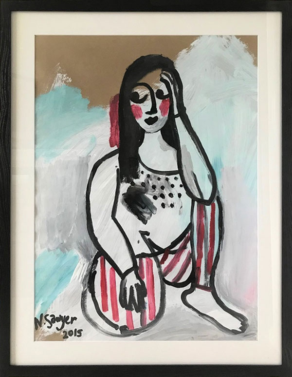 Woman in stripped pants